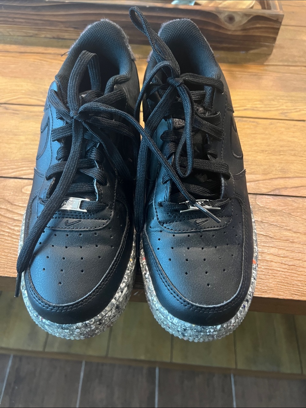 Nike Kids Black Lace-Up Sneakers with Speckled Gray Sole